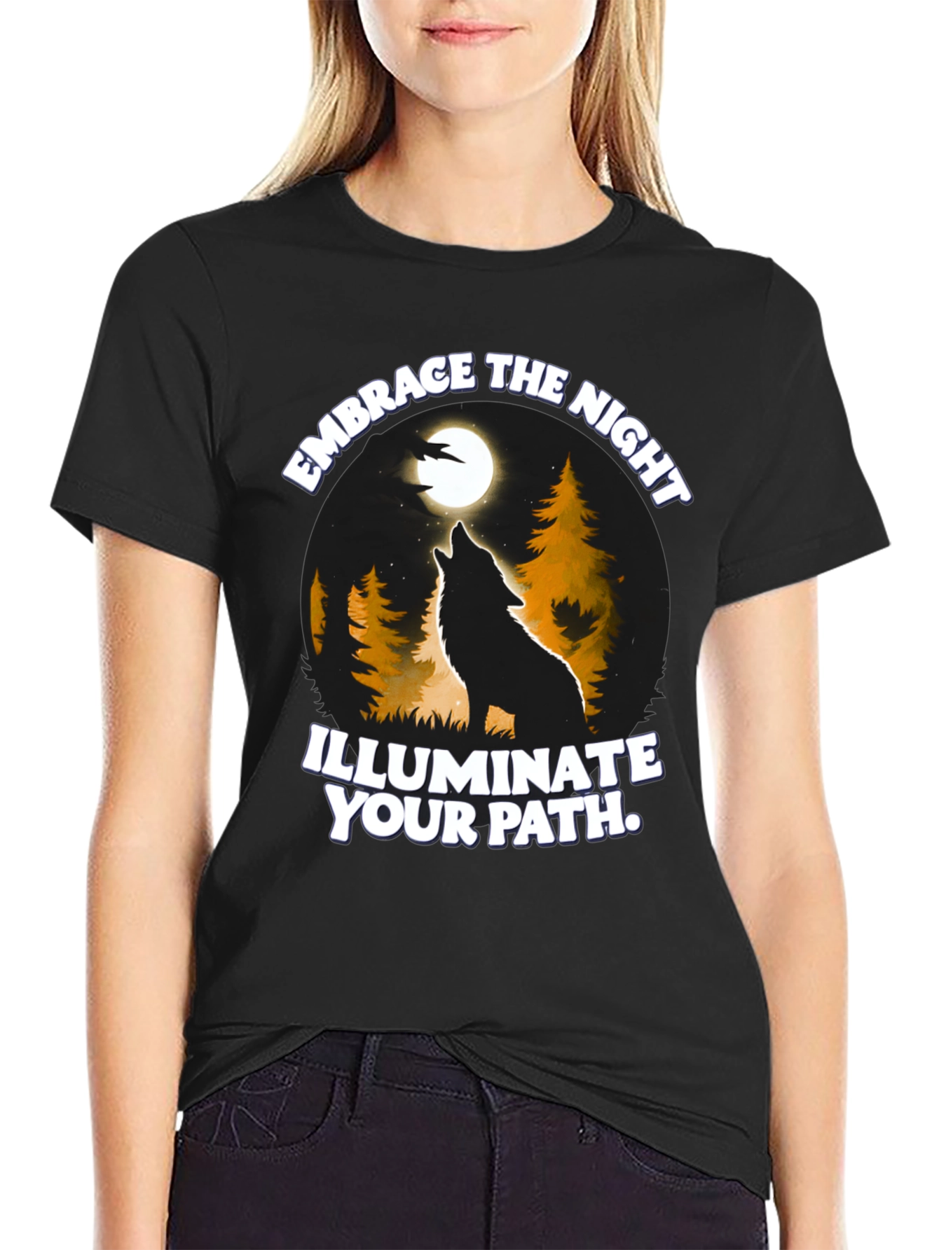 Embrace the Night Wolf Graphic Tee