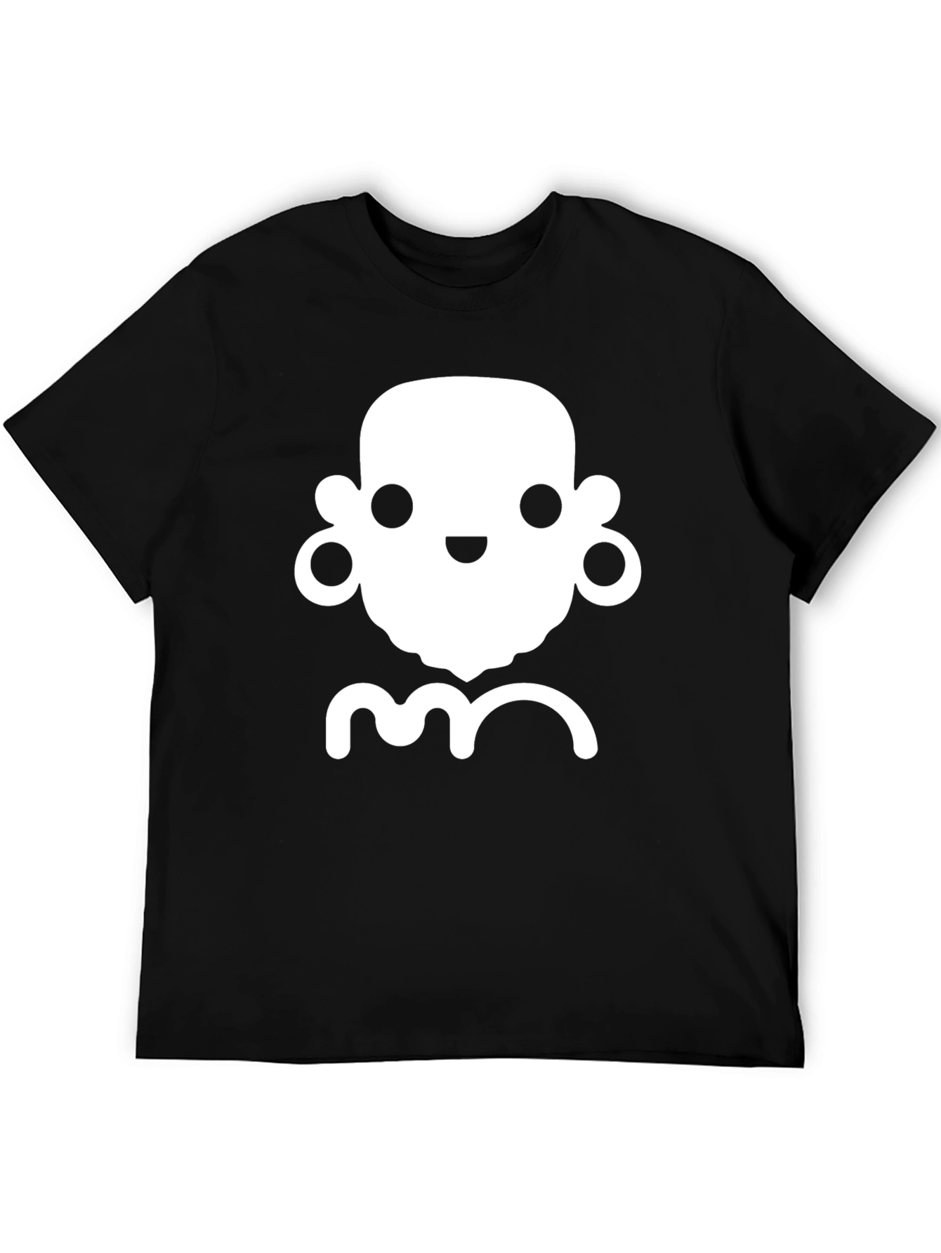Black T-Shirt with Cute White Cartoon Face