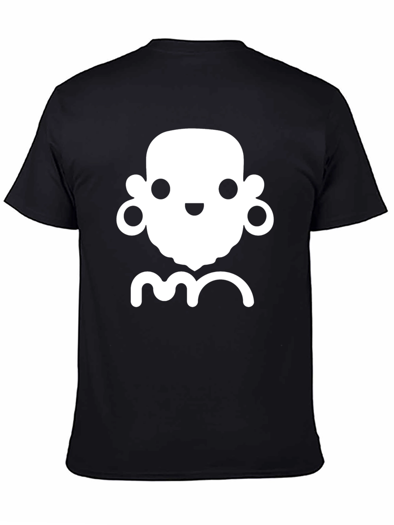 Black T-Shirt with Cute White Cartoon Face