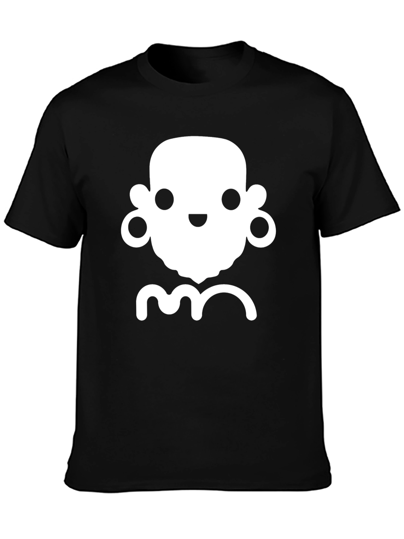 Black T-Shirt with Cute White Cartoon Face