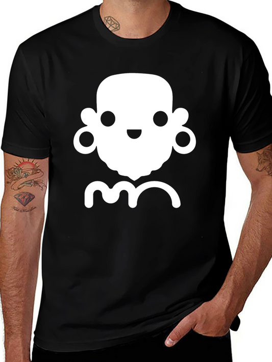 Black T-Shirt with Cute White Cartoon Face