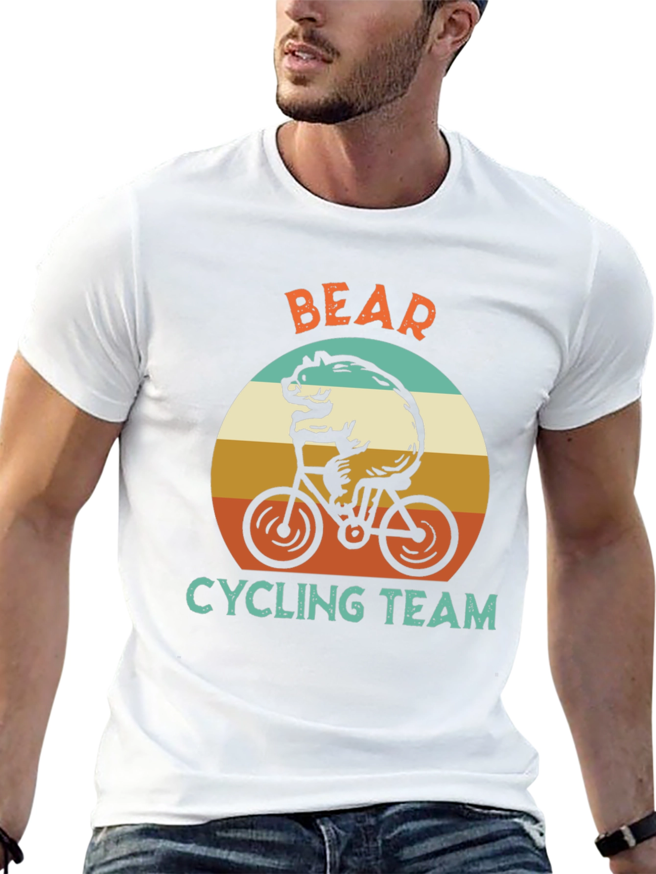 Bear Cycling Team Graphic T-Shirt - Retro Style