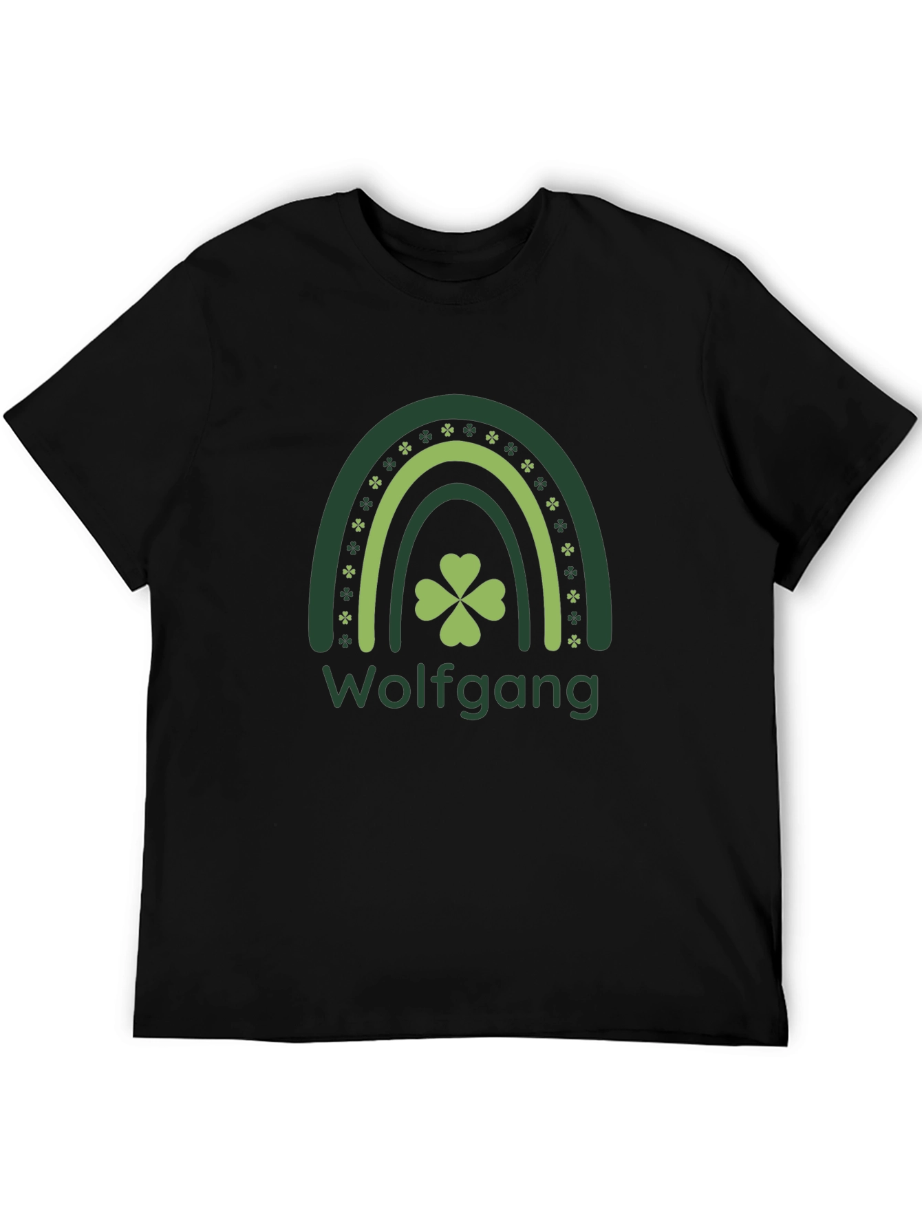 St. Patricks Day Wolfgang Rainbow Clover T-Shirt