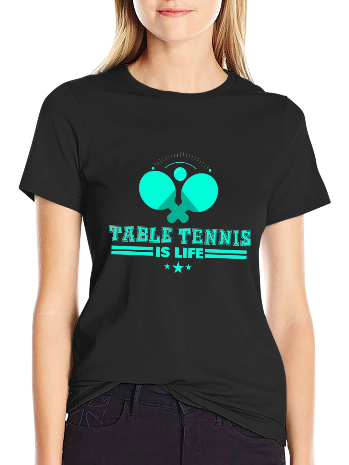 Table Tennis Is Life Graphic Tee - Black