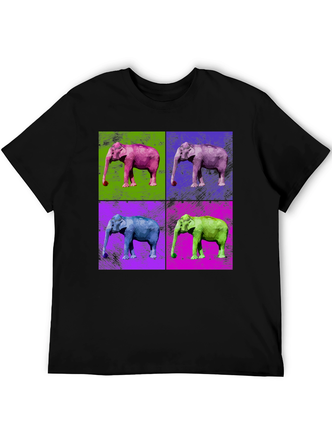 Pop Art Elephant Graphic Tee - Unisex Black T-Shirt