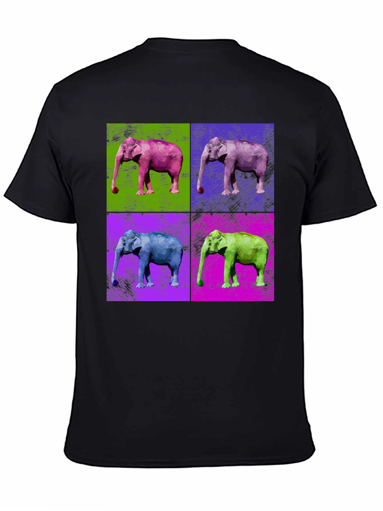 Pop Art Elephant Graphic Tee - Unisex Black T-Shirt