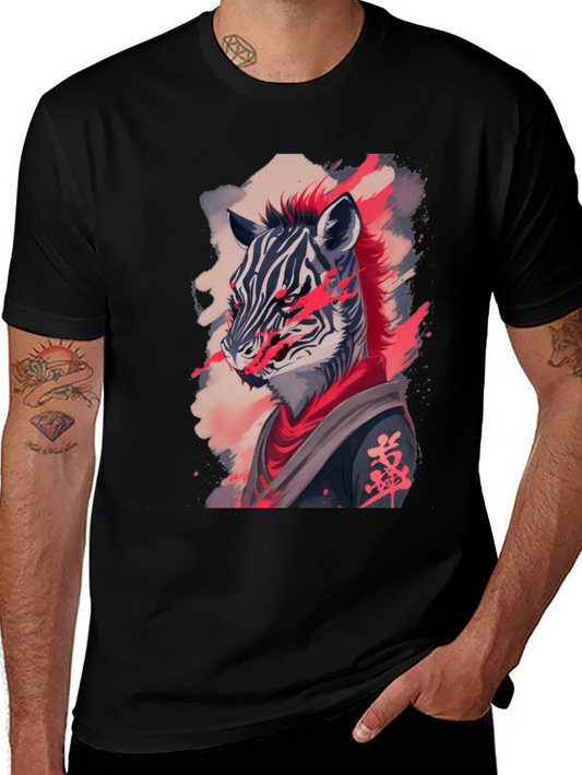 Zebra Samurai Graphic T-Shirt - Unique Animal Warrior Design