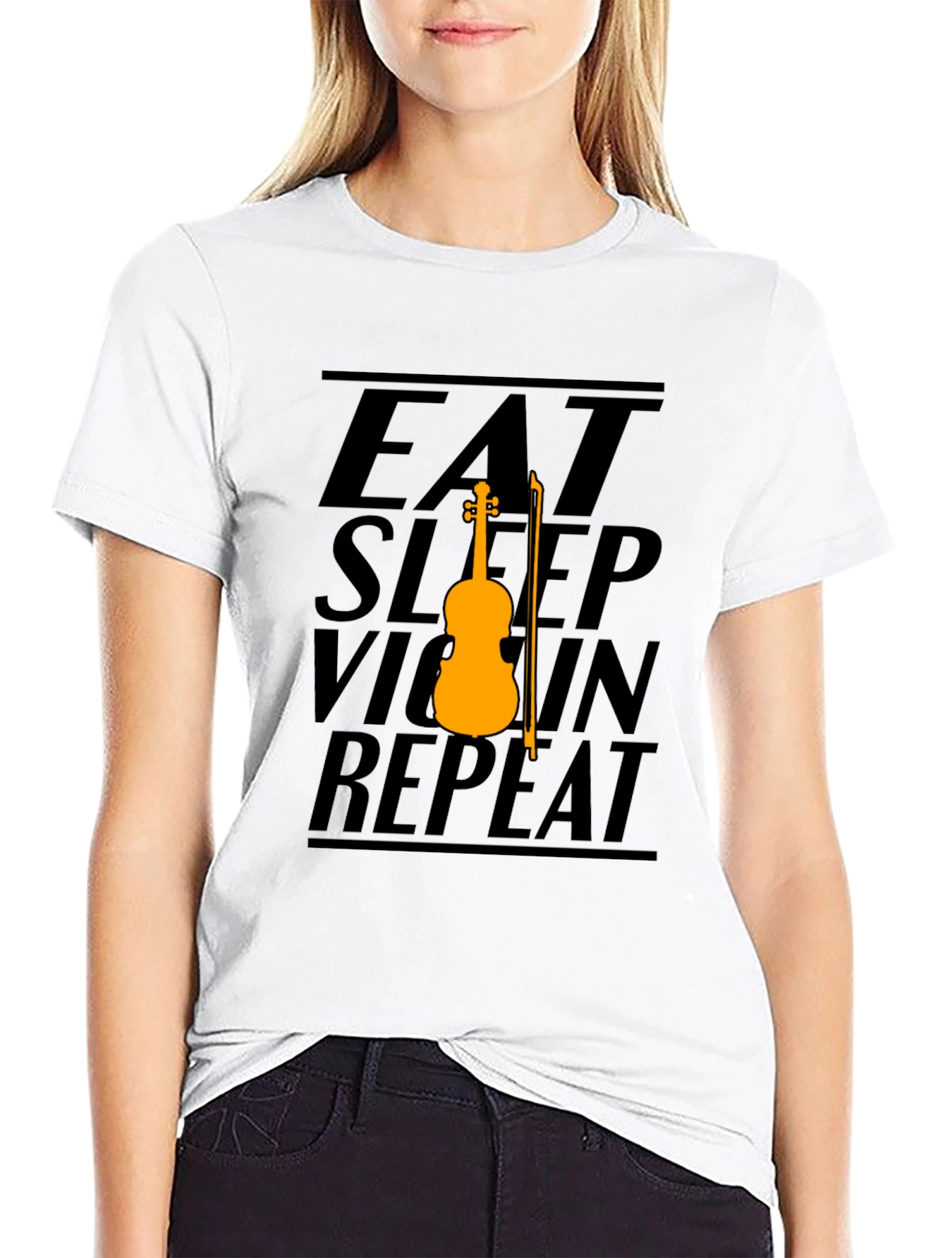 Eat Sleep Violin Repeat Black Graphic Tee