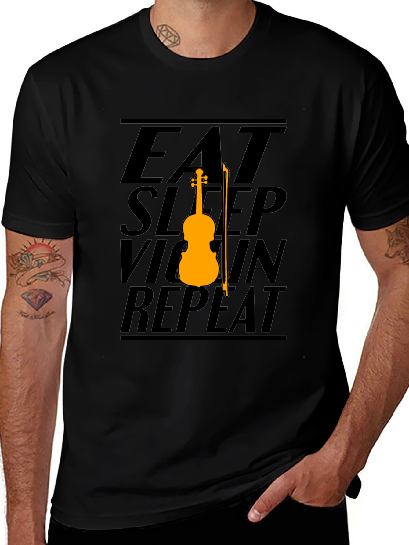 Eat Sleep Violin Repeat Black Graphic Tee
