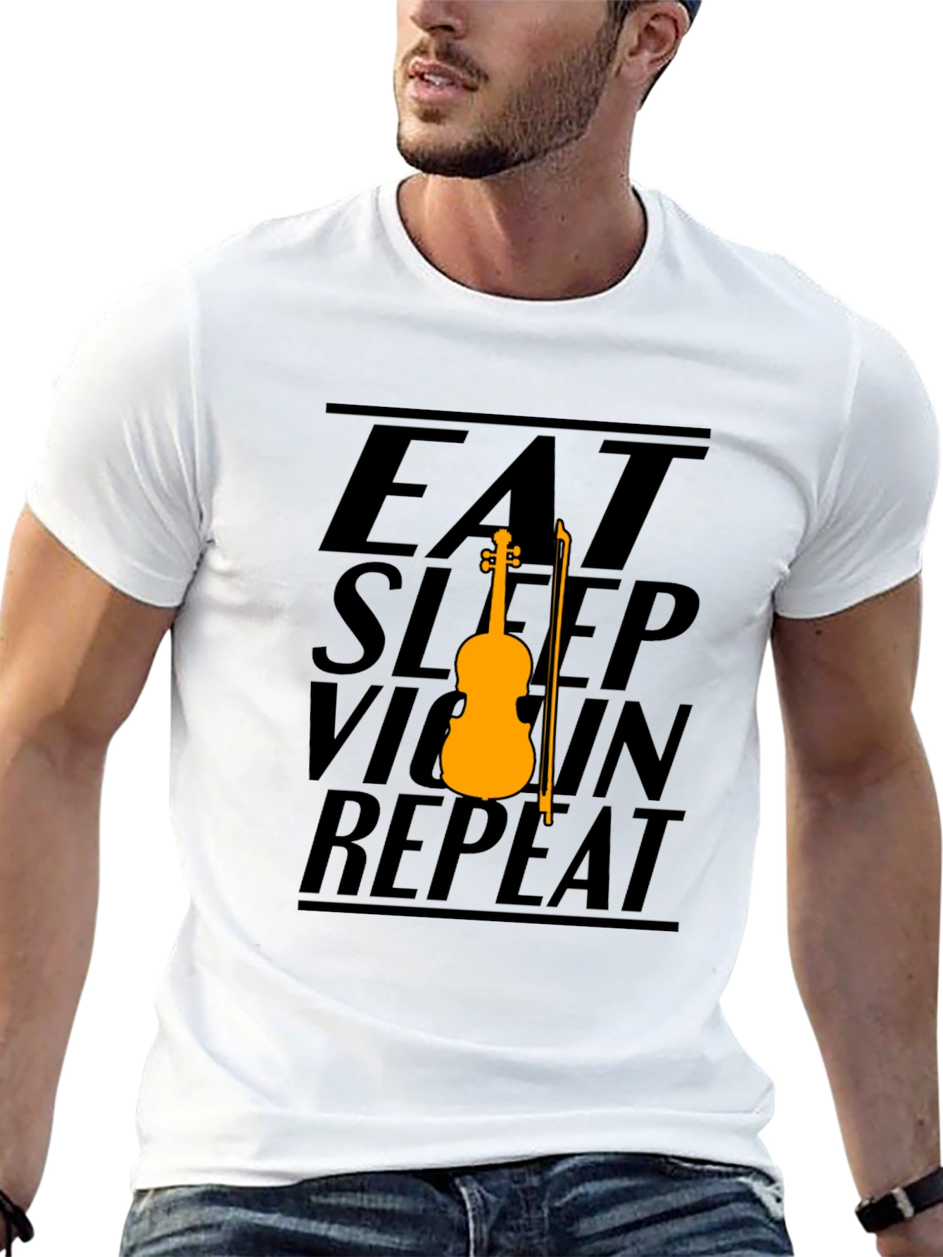 Eat Sleep Violin Repeat Black Graphic Tee