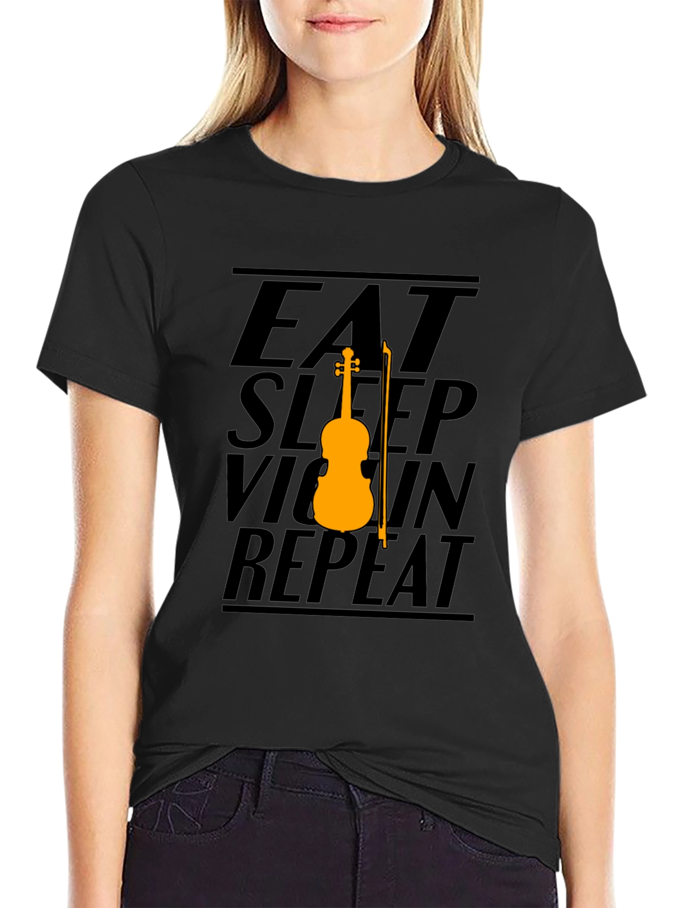 Eat Sleep Violin Repeat Black Graphic Tee