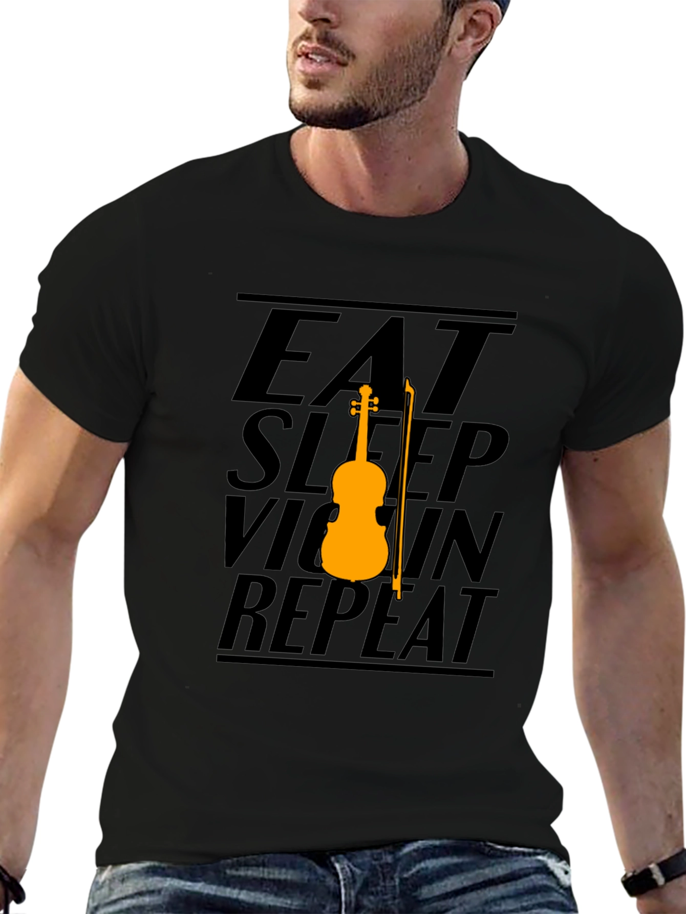 Eat Sleep Violin Repeat Black Graphic Tee