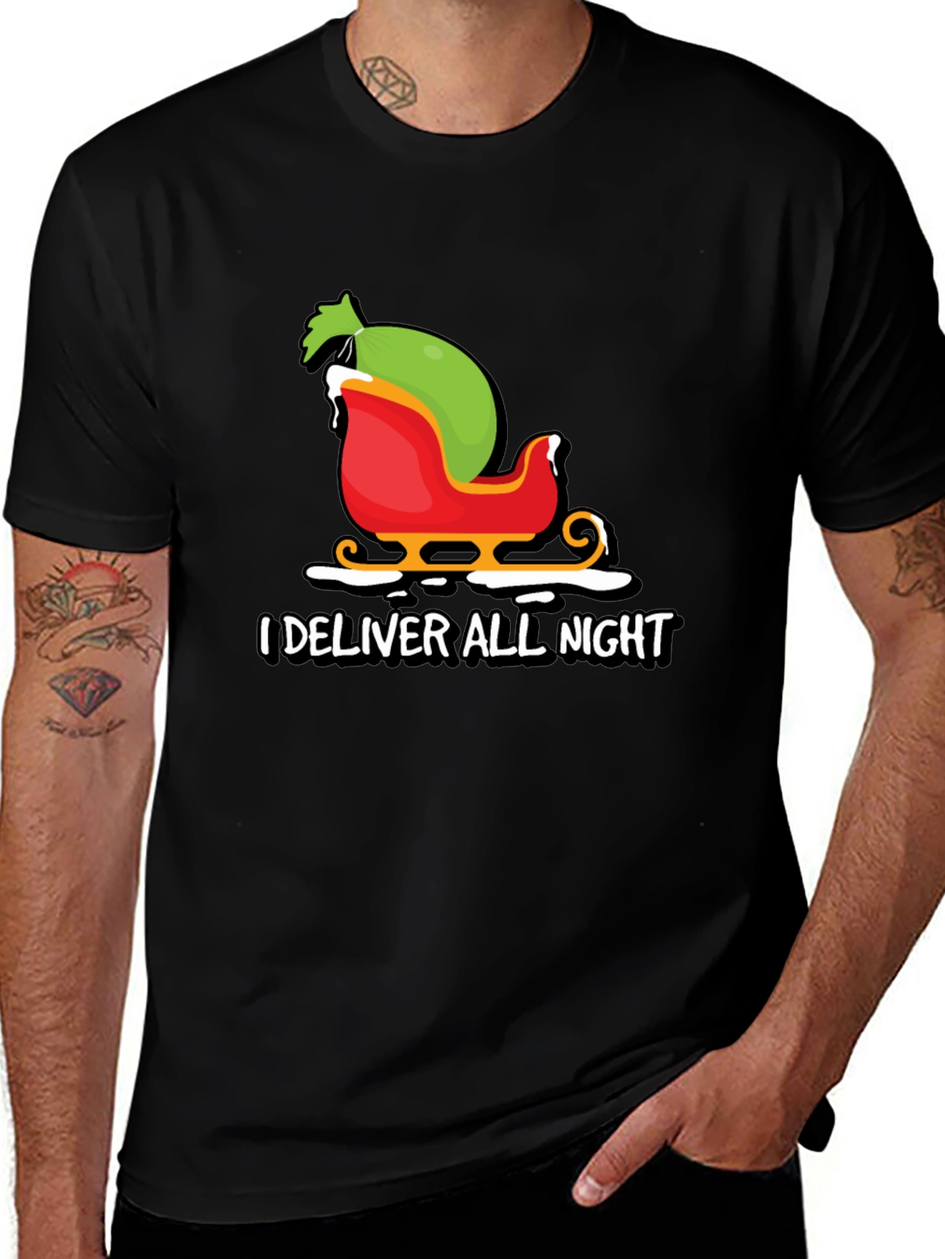 I Deliver All Night Christmas Graphic Tee