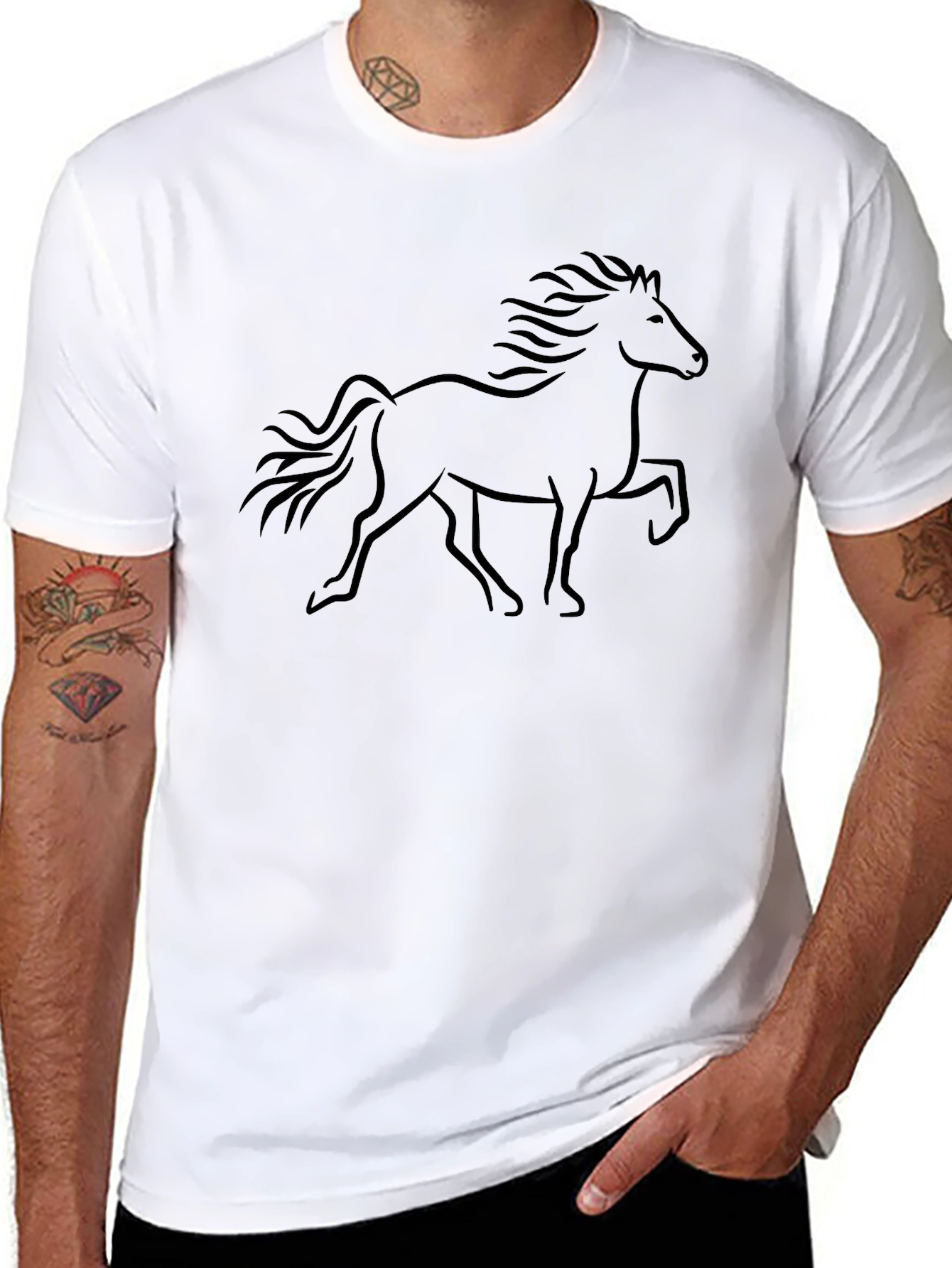 Black Horse Graphic Print T-Shirt