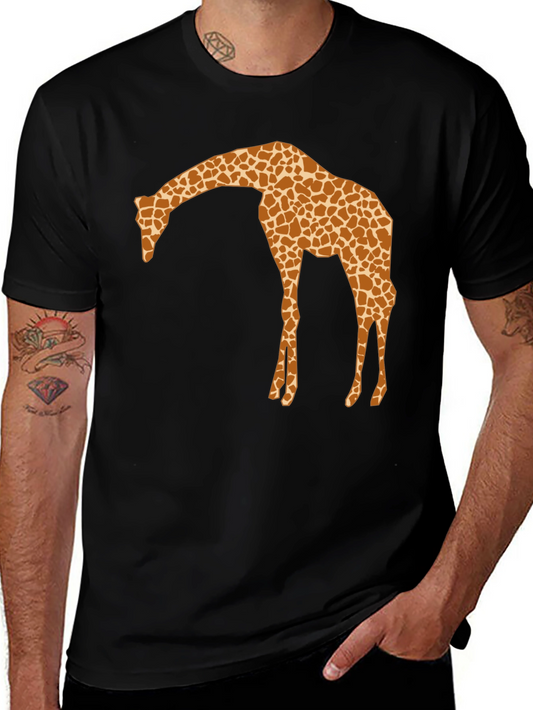 Giraffe Silhouette Mens Black Graphic T-Shirt