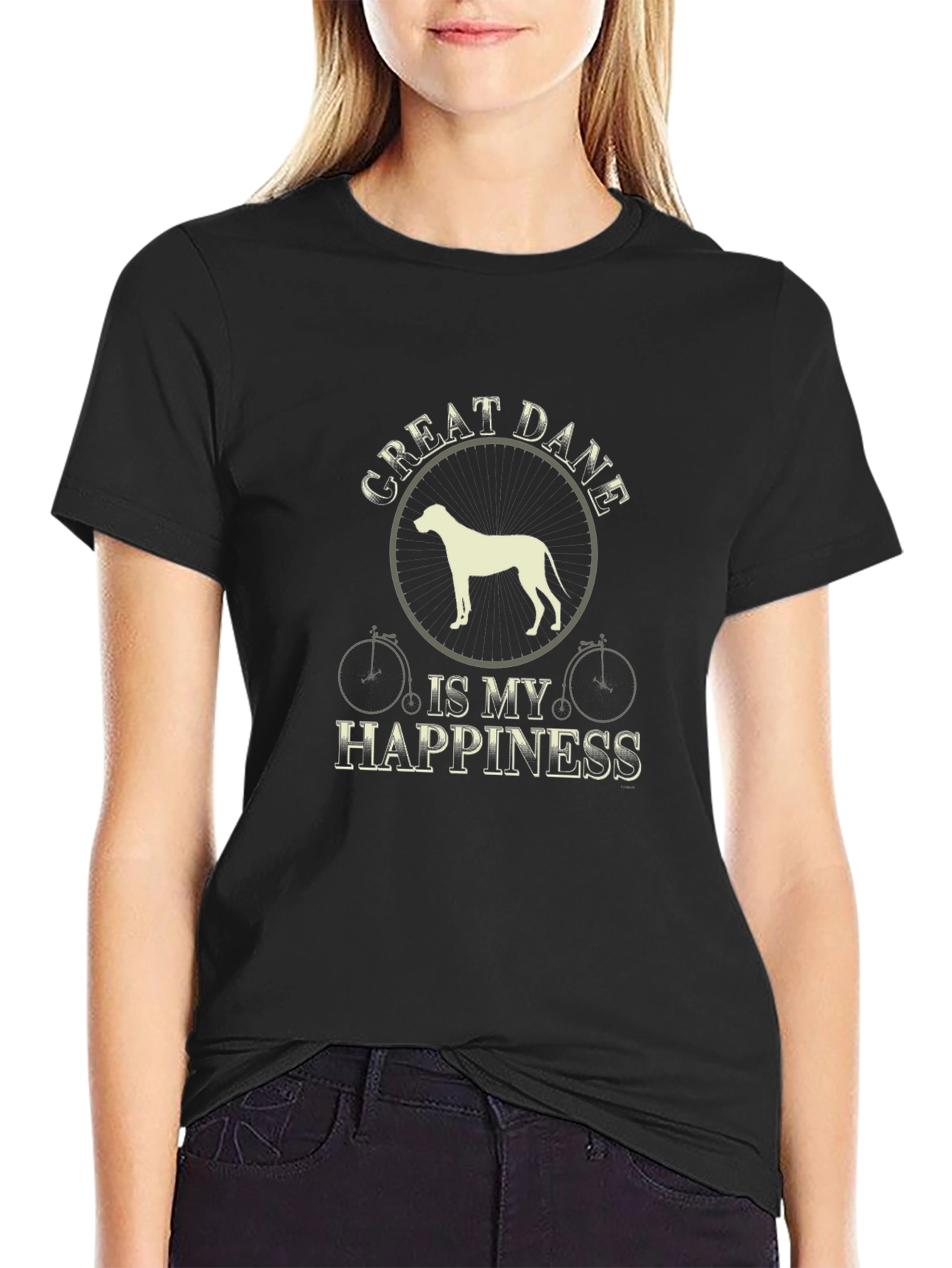 Great Dane Happiness Black T-Shirt