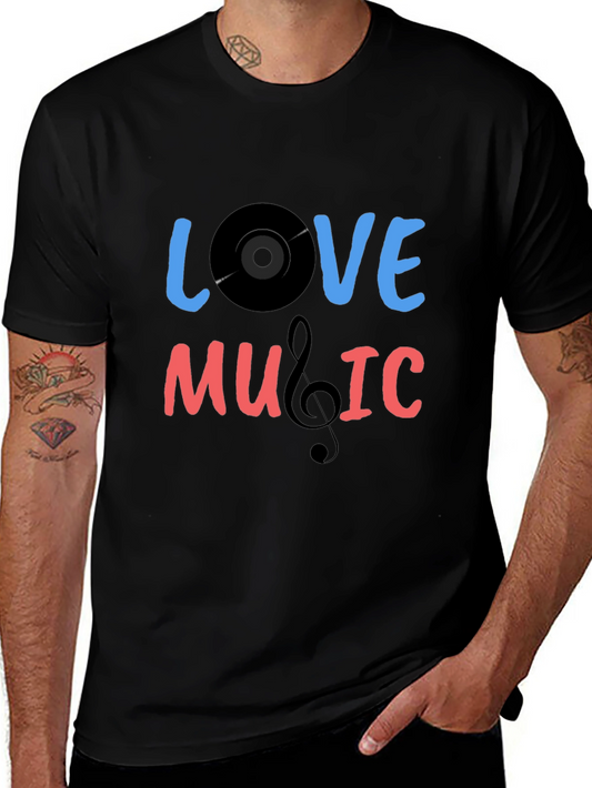Love Music Graphic T-Shirt - Black Cotton Tee