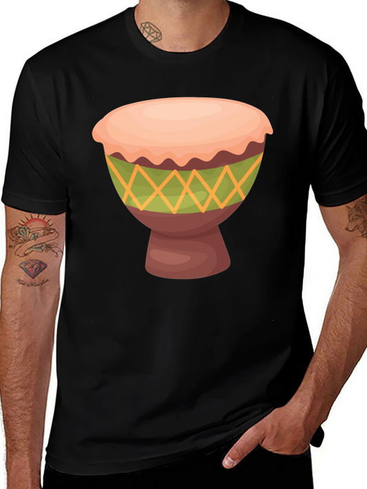 Black T-Shirt with Drum Graphic