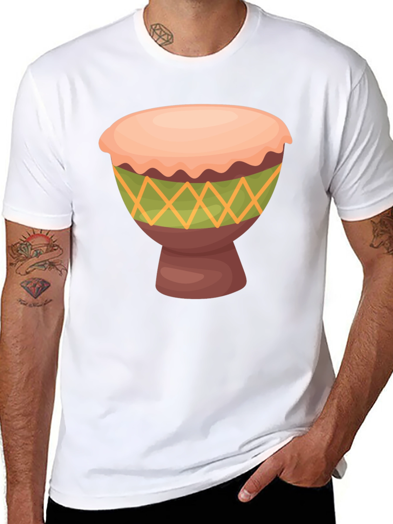 Black T-Shirt with Drum Graphic