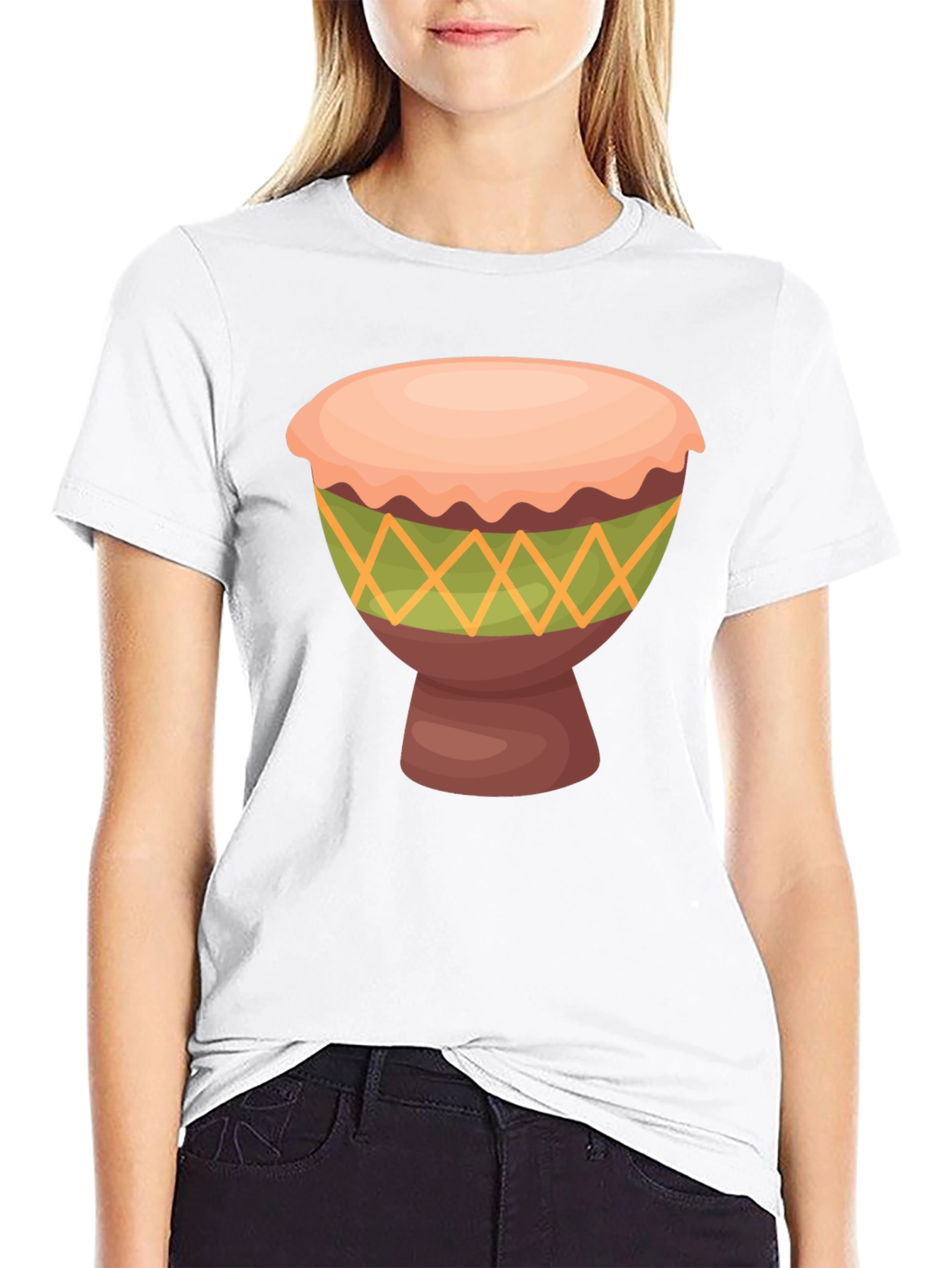 Black T-Shirt with Drum Graphic