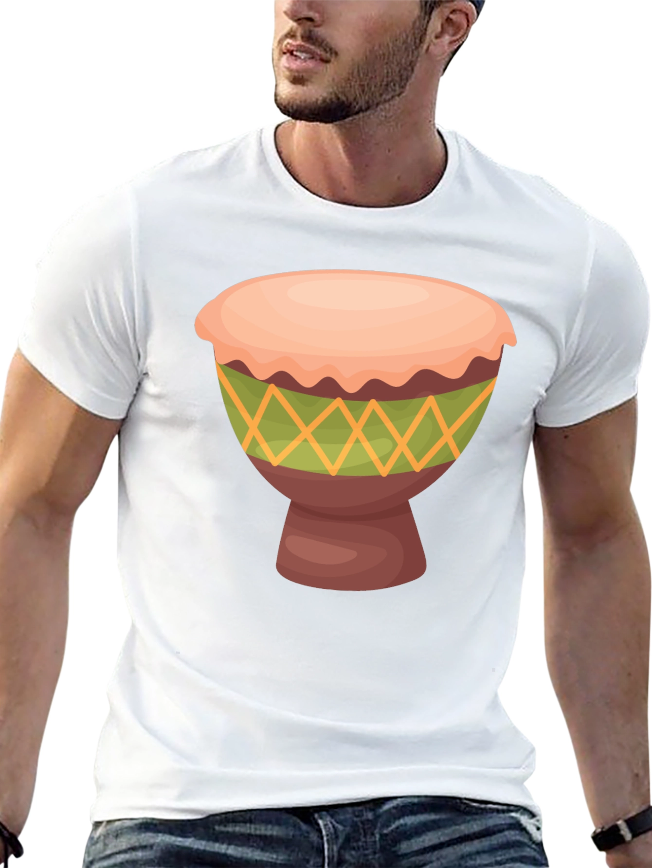 Black T-Shirt with Drum Graphic