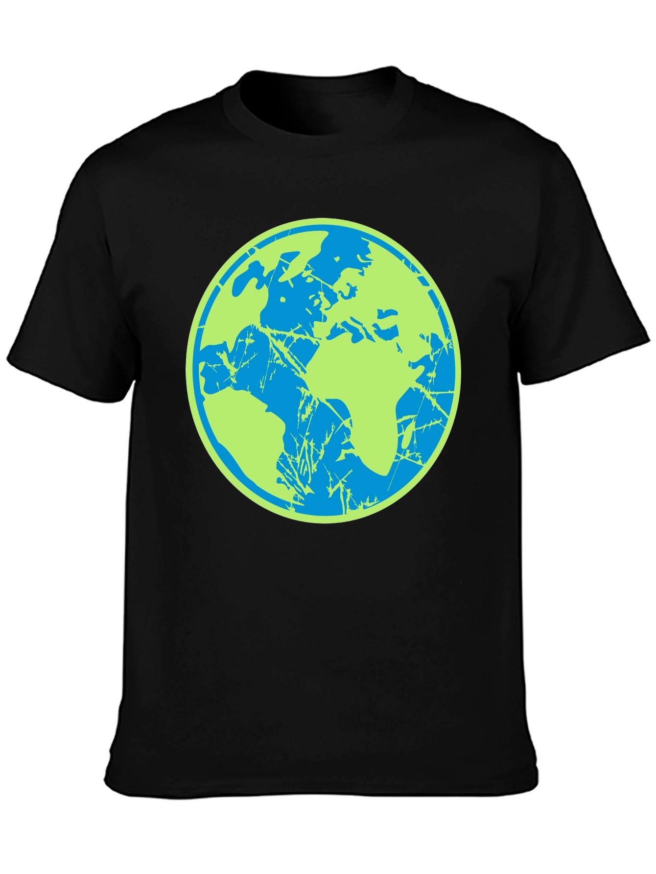 Earth Graphic Tee - Black Cotton Casual T-Shirt