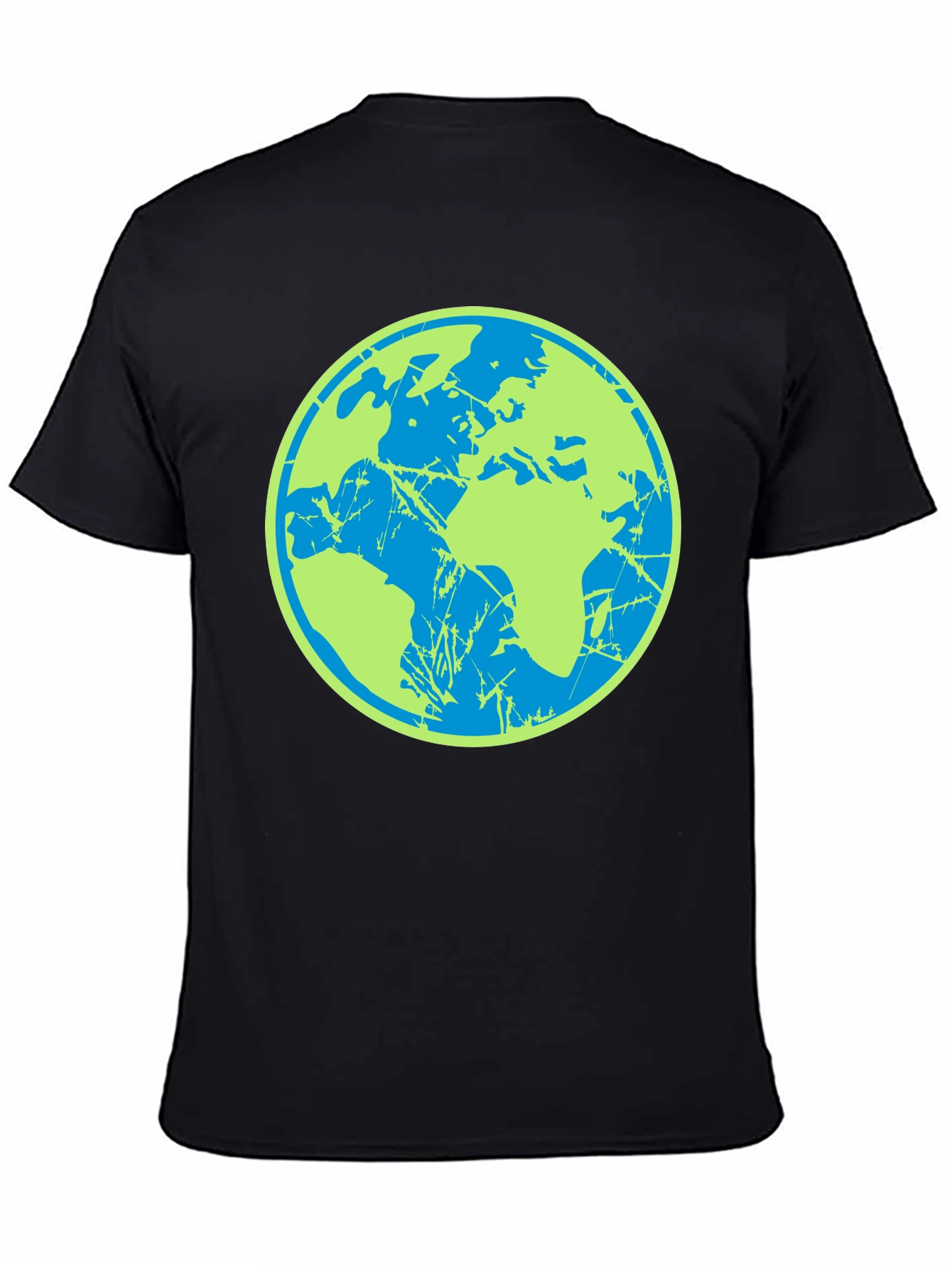 Earth Graphic Tee - Black Cotton Casual T-Shirt