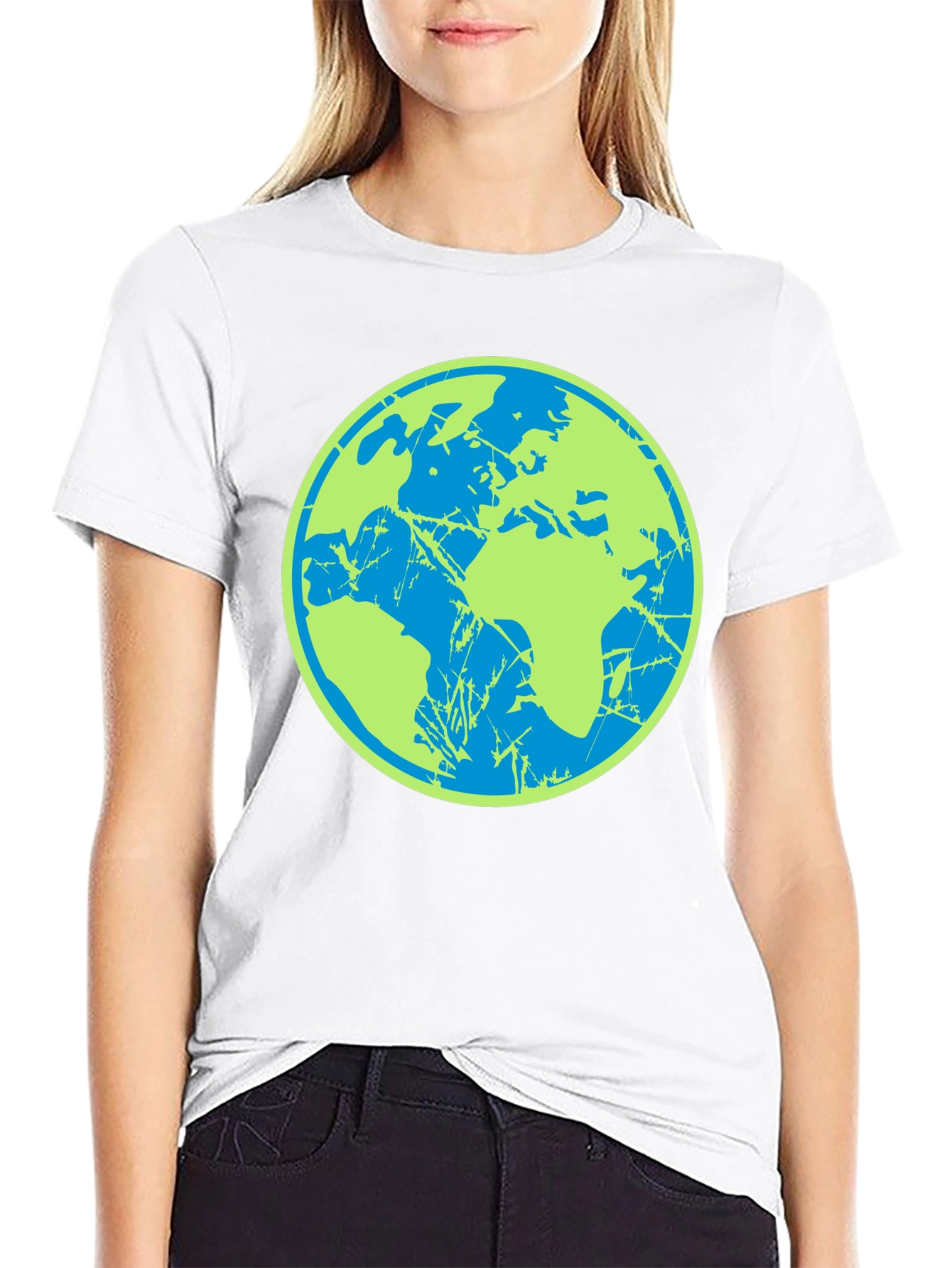 Earth Graphic Tee - Black Cotton Casual T-Shirt