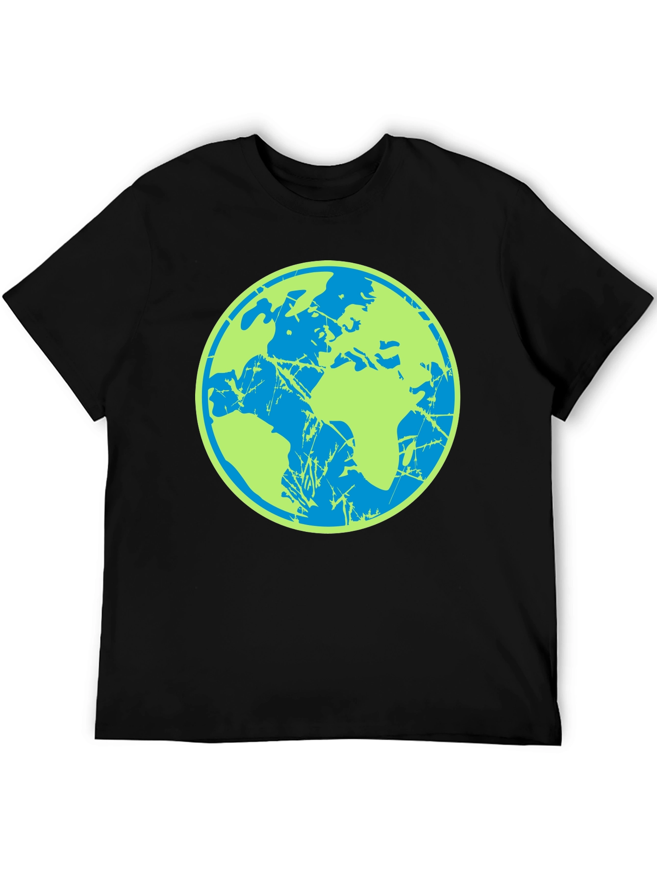 Earth Graphic Tee - Black Cotton Casual T-Shirt
