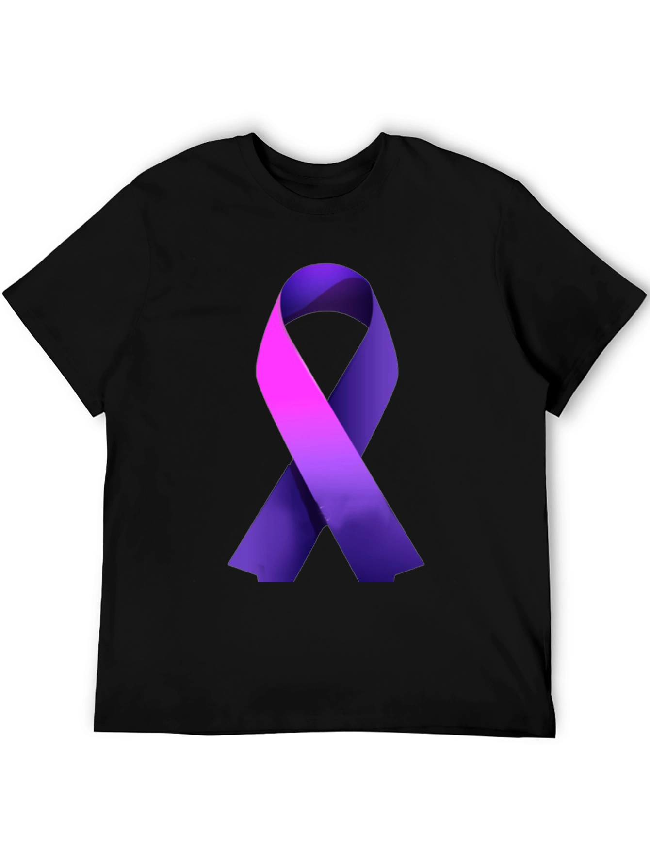 Purple Ribbon Awareness Black T-Shirt