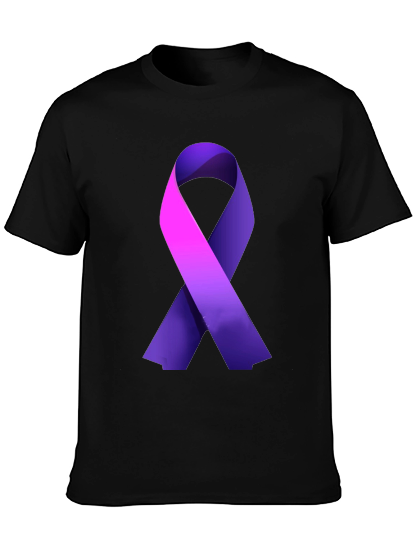 Purple Ribbon Awareness Black T-Shirt
