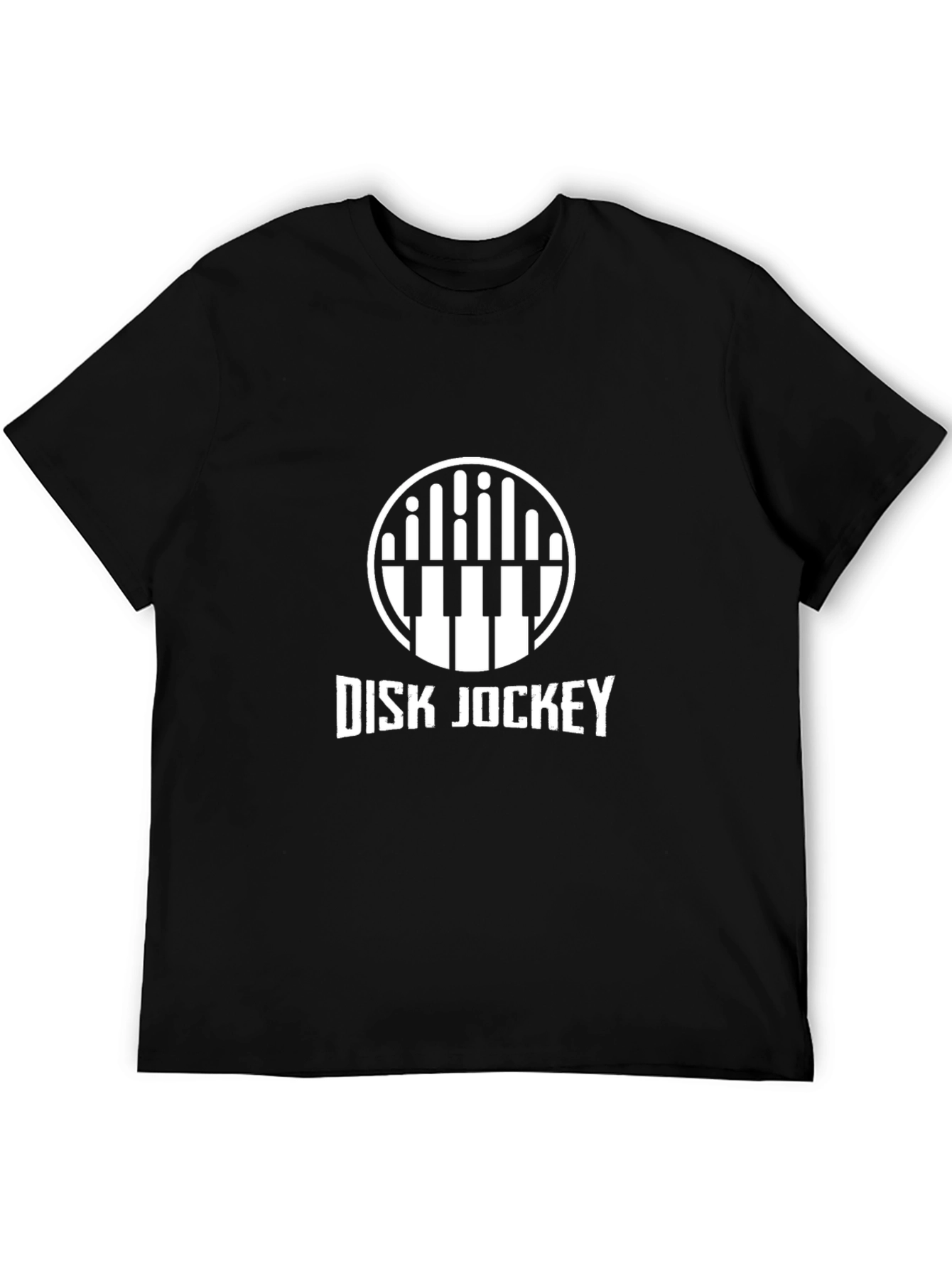 Disk Jockey Graphic Tee - Black Cotton Blend T-Shirt