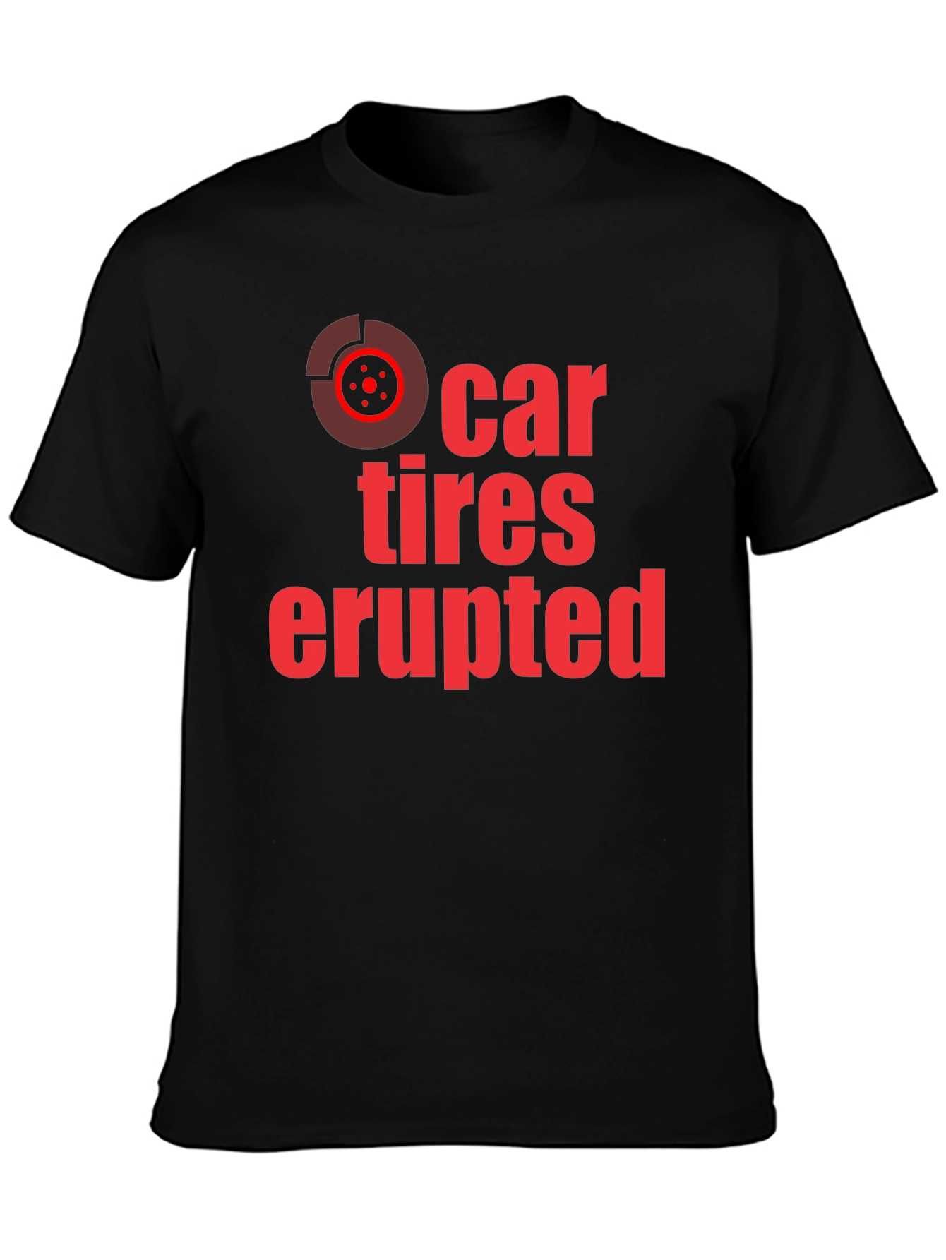 Car Tires Erupted Graphic Tee - Black Cotton