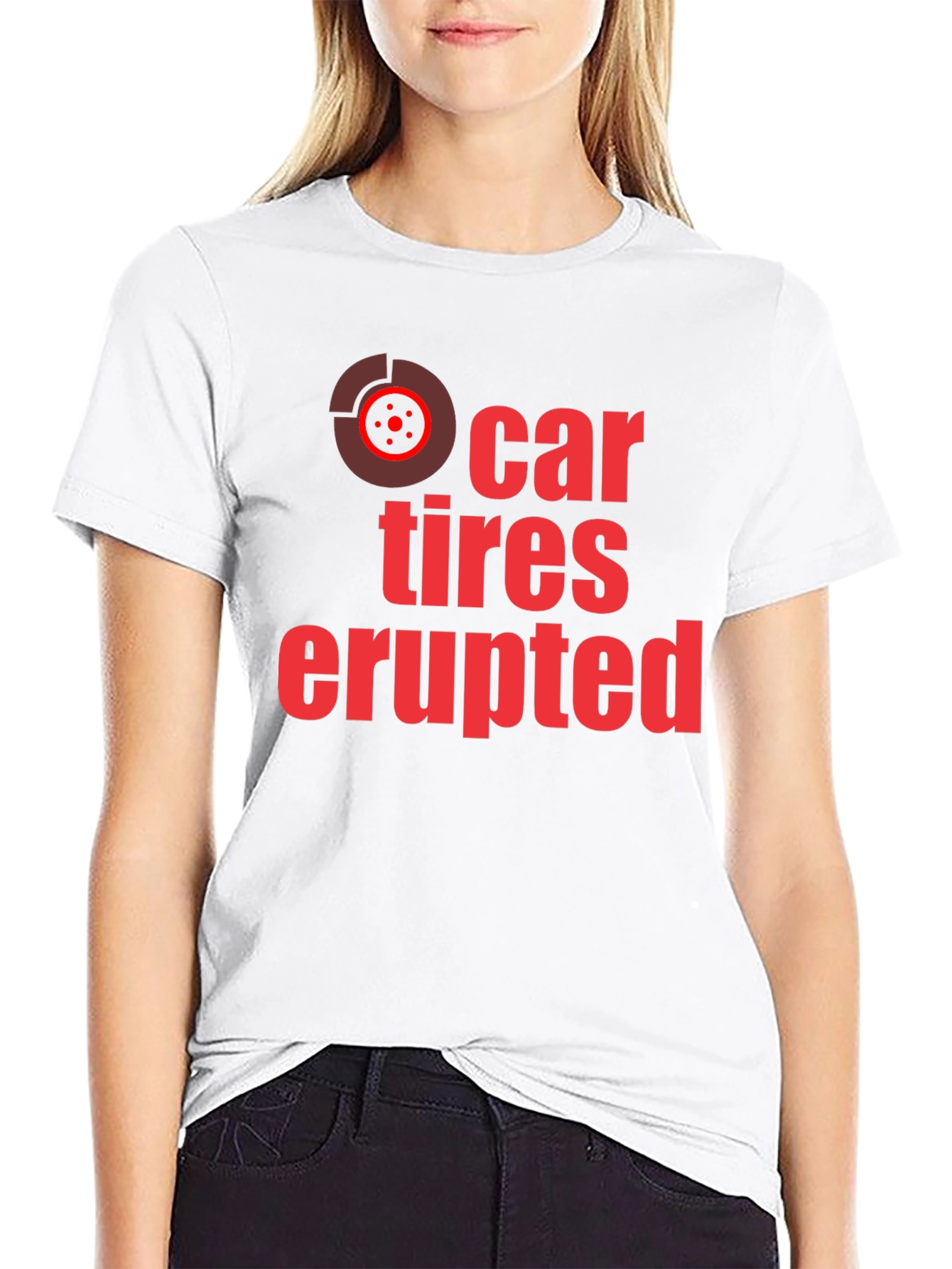 Car Tires Erupted Graphic Tee - Black Cotton