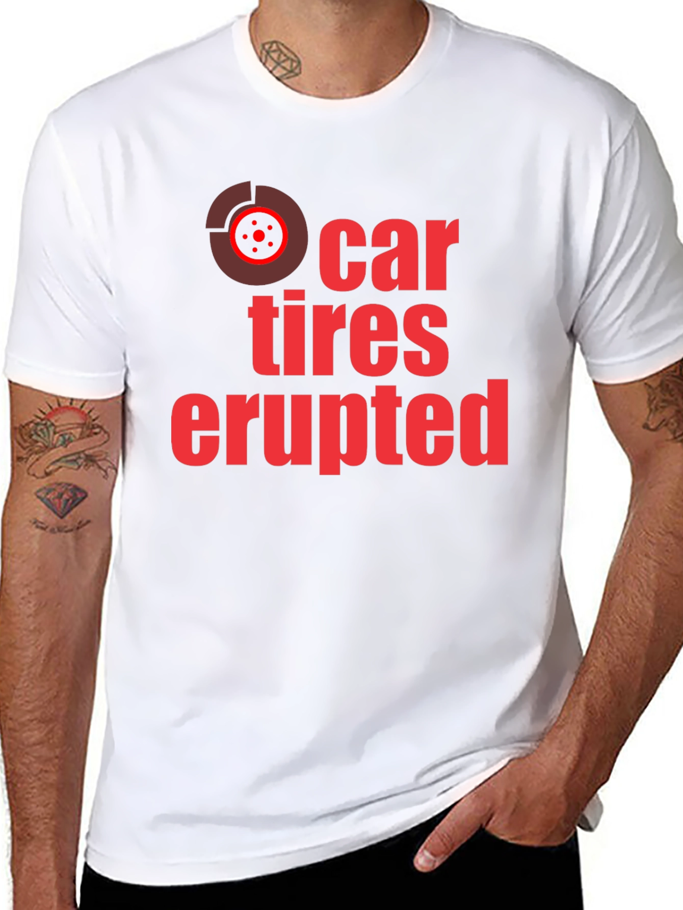 Car Tires Erupted Graphic Tee - Black Cotton