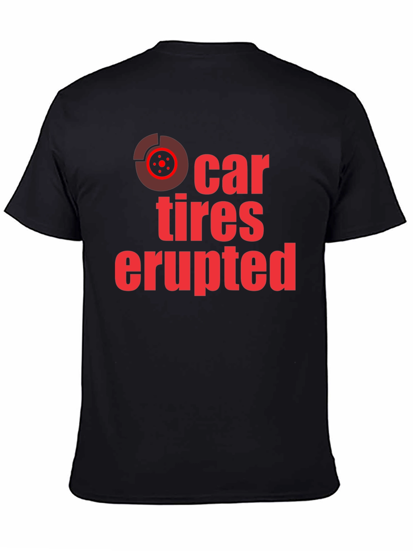 Car Tires Erupted Graphic Tee - Black Cotton