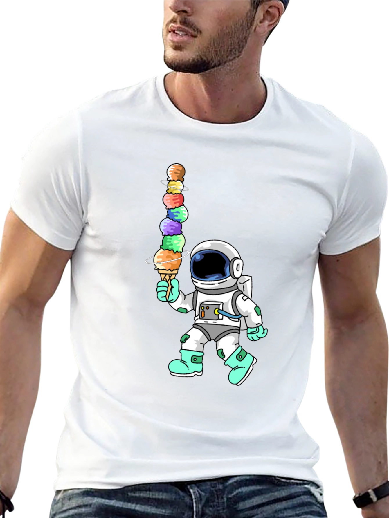 Astronaut Ice Cream Stack Graphic Tee