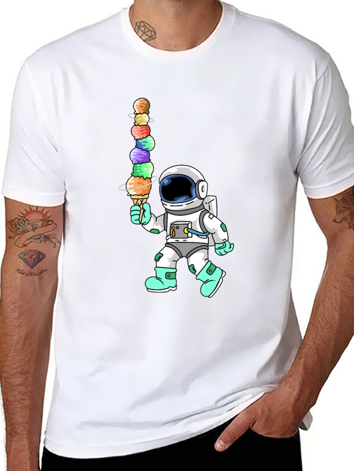 Astronaut Ice Cream Stack Graphic Tee
