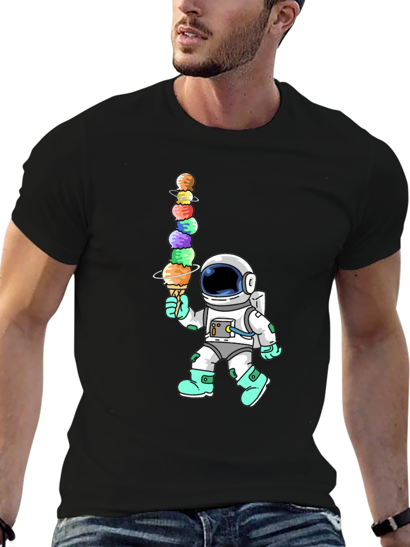 Astronaut Ice Cream Stack Graphic Tee