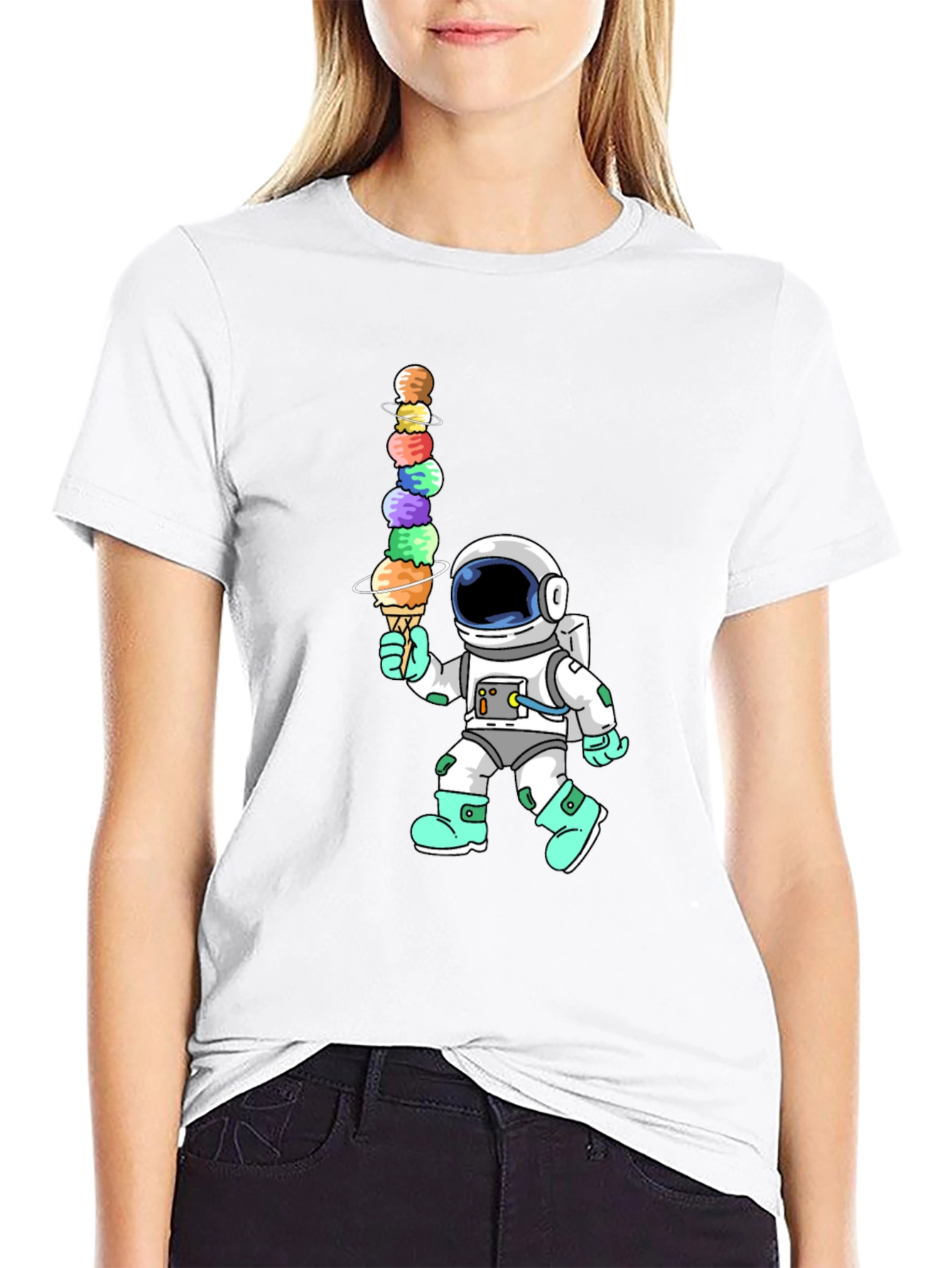 Astronaut Ice Cream Stack Graphic Tee