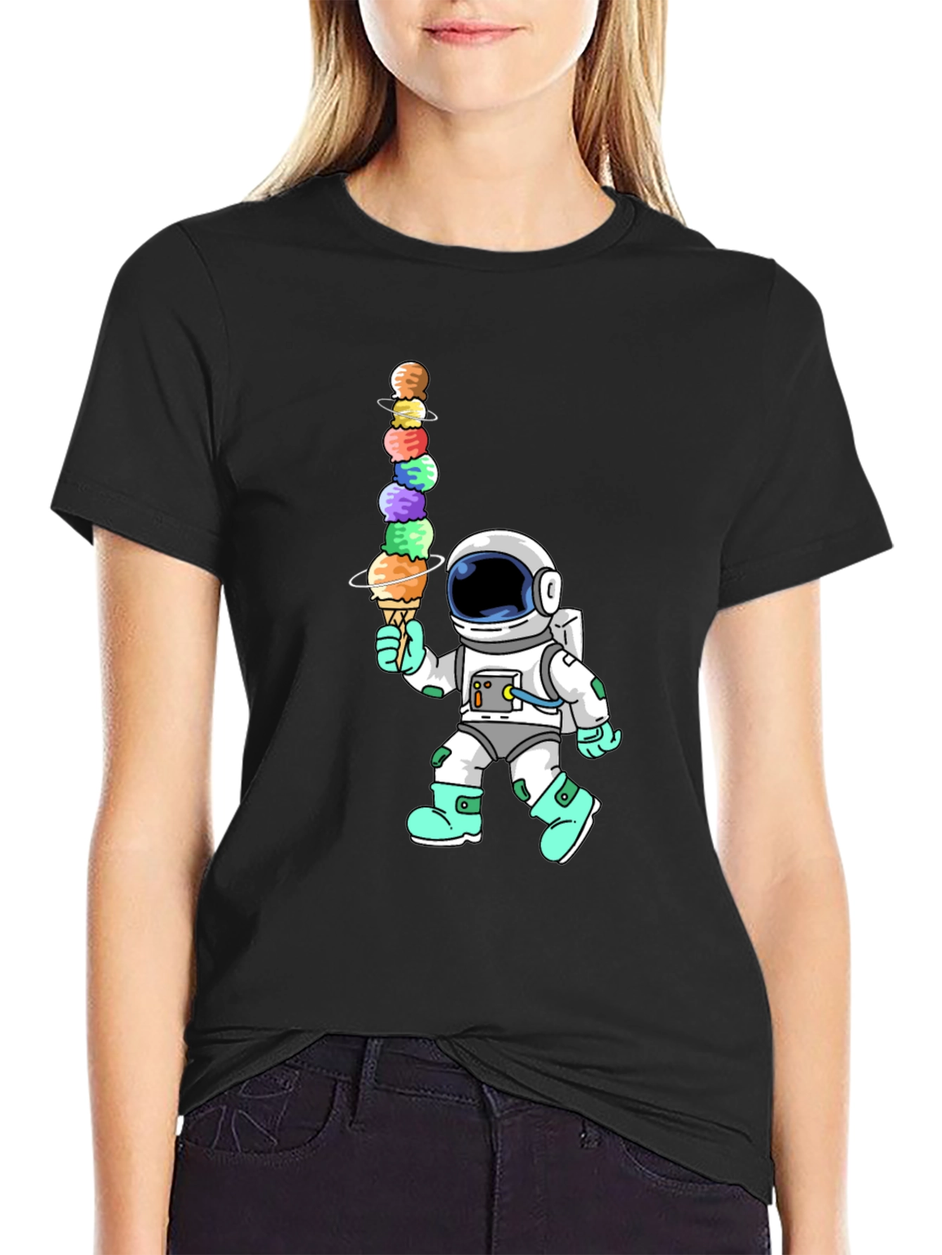 Astronaut Ice Cream Stack Graphic Tee