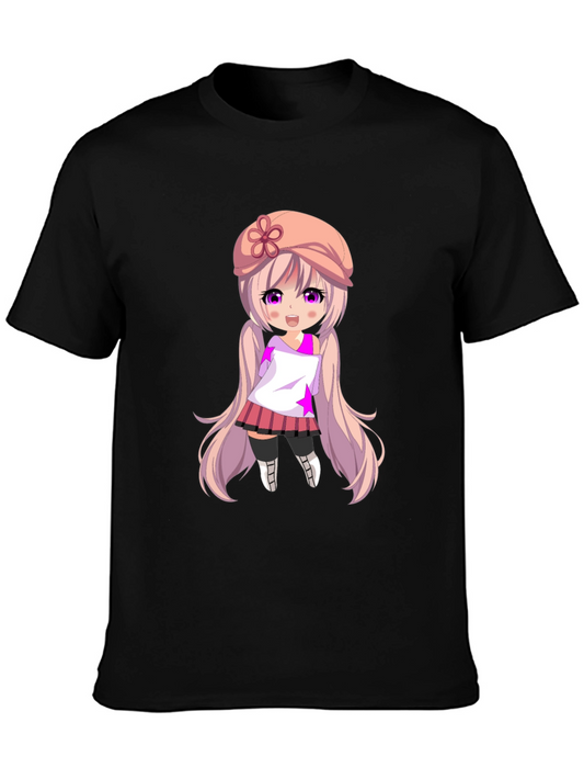 Anime Girl Graphic Tee - Stylish Black T-Shirt