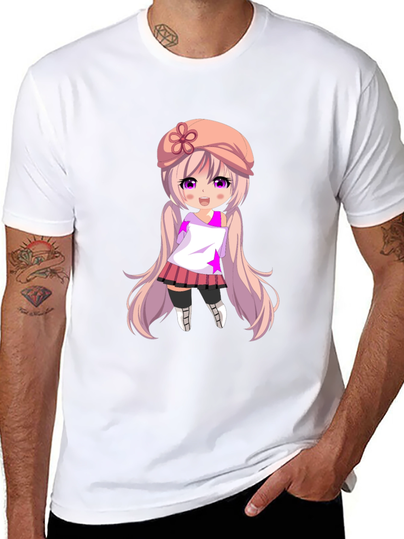 Anime Girl Graphic Tee - Stylish Black T-Shirt
