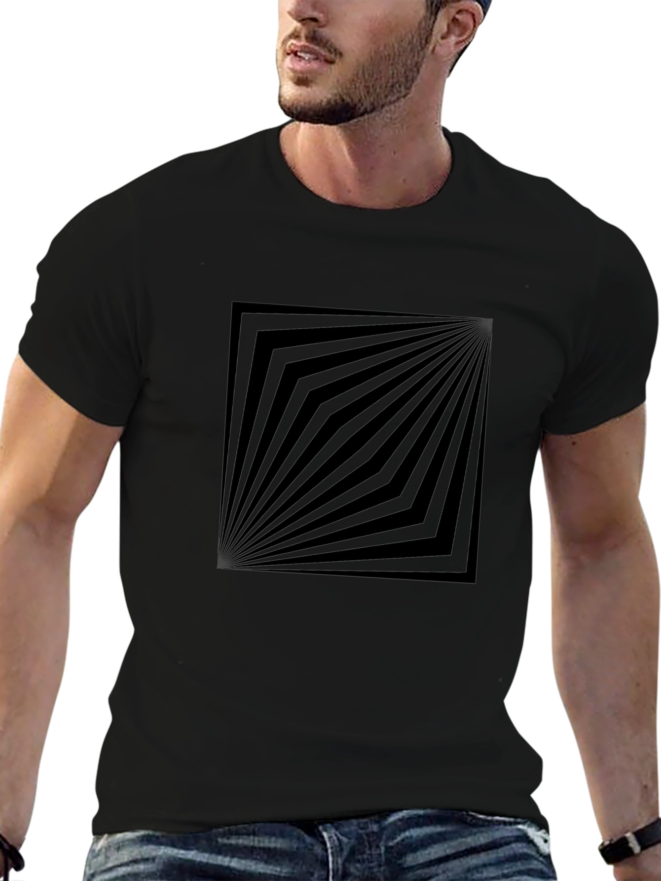 Geometric Illusion Black Graphic Tee