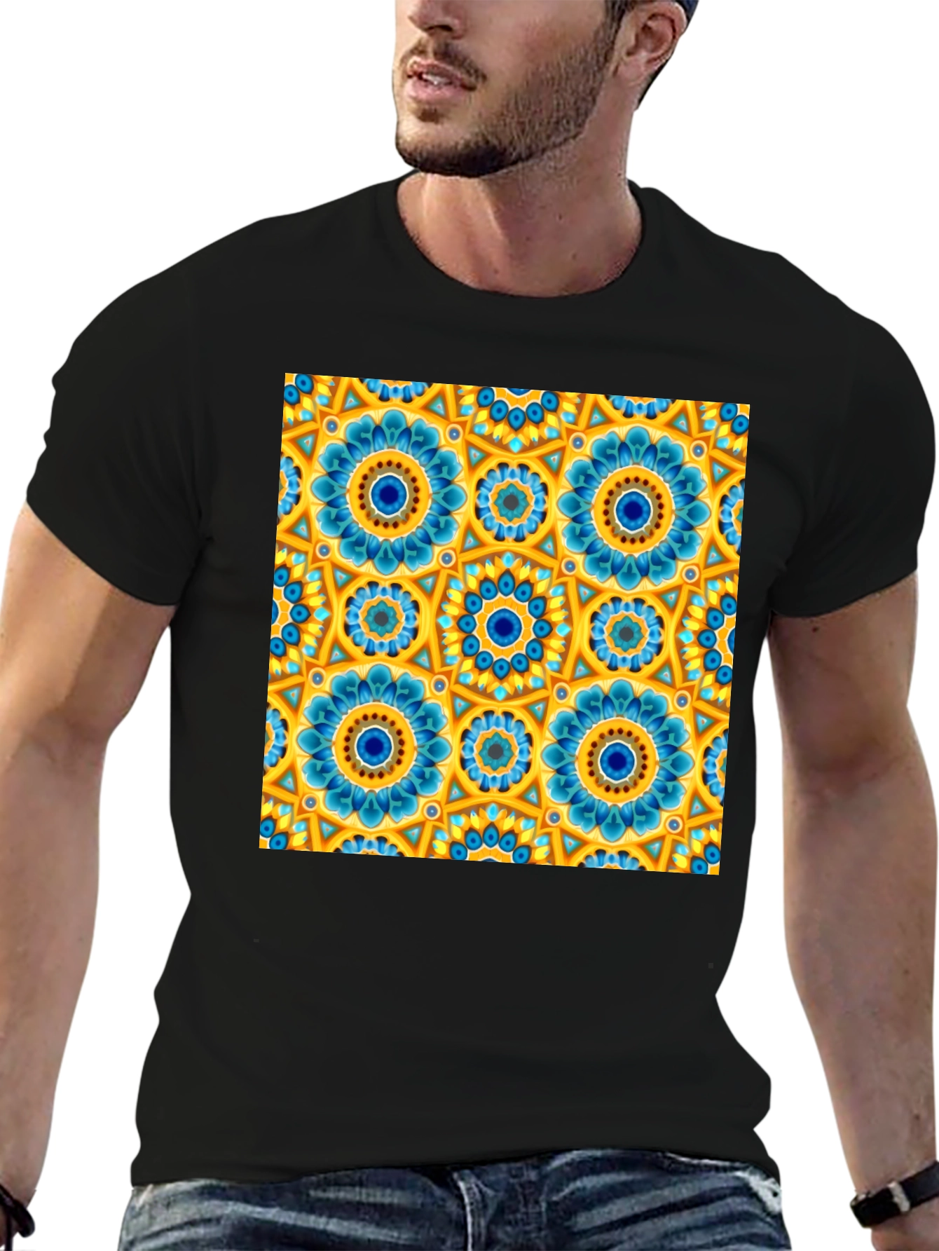 Floral Mandala Print Crew Neck T-Shirt