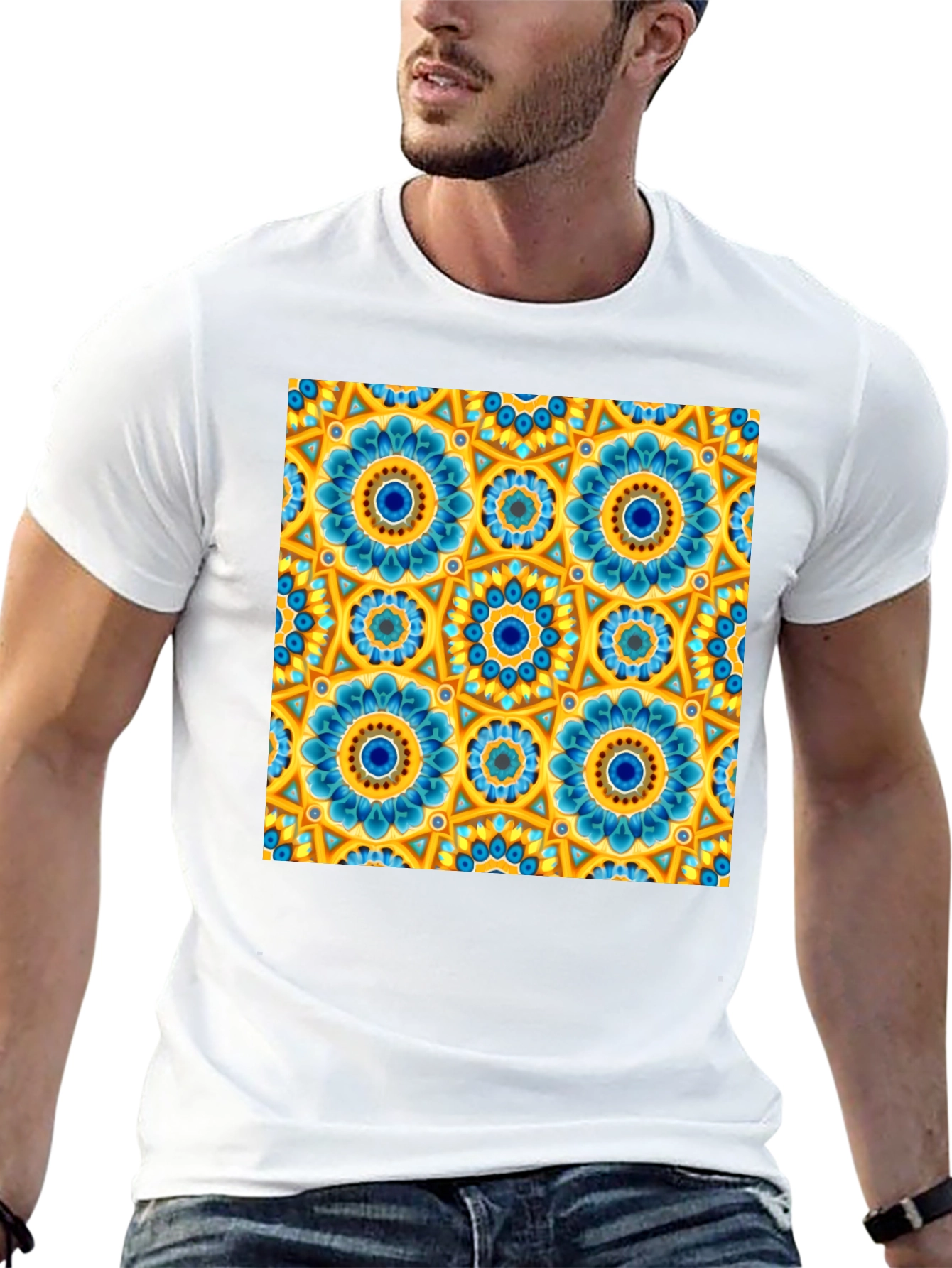 Floral Mandala Print Crew Neck T-Shirt