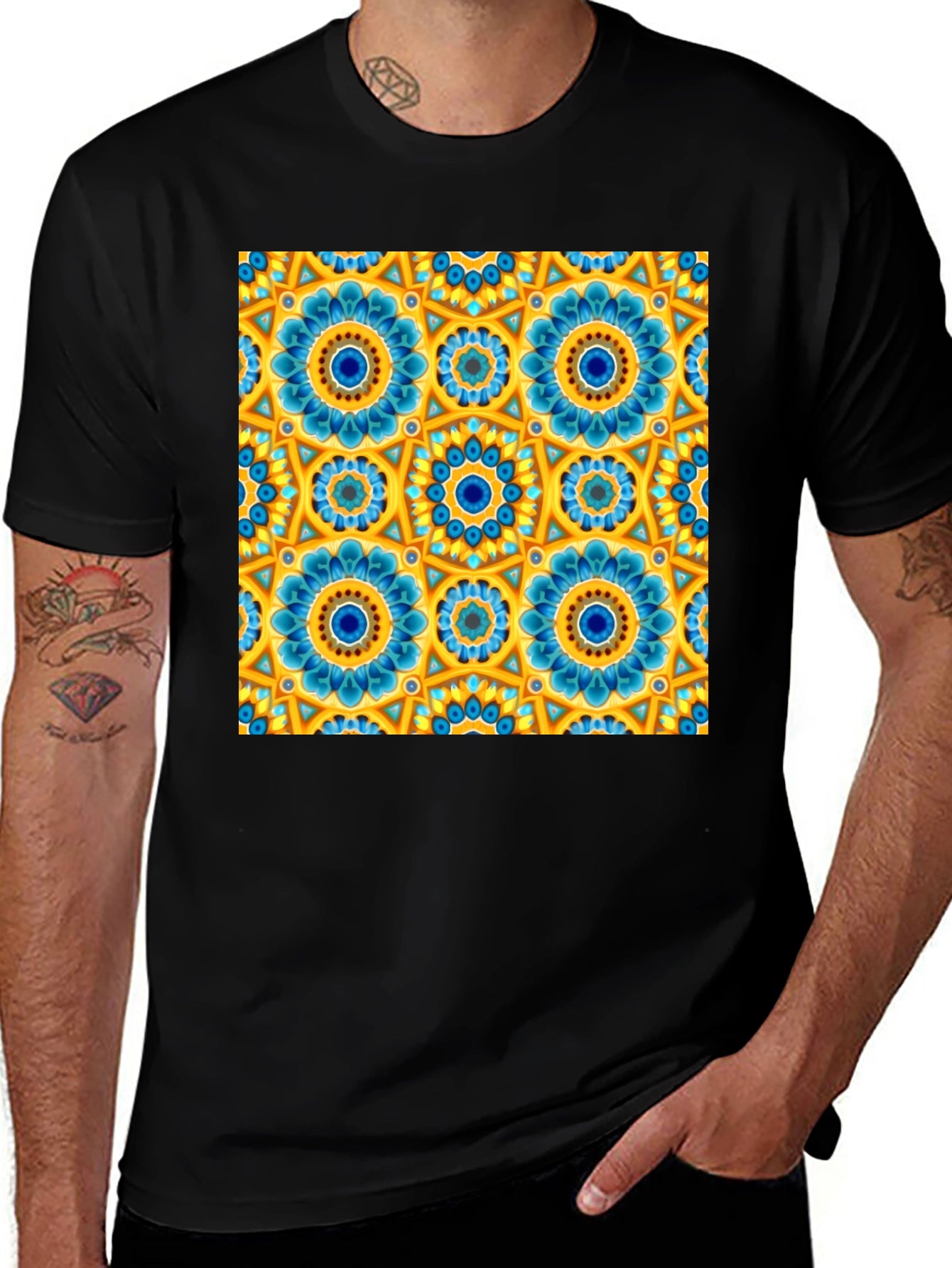 Floral Mandala Print Crew Neck T-Shirt