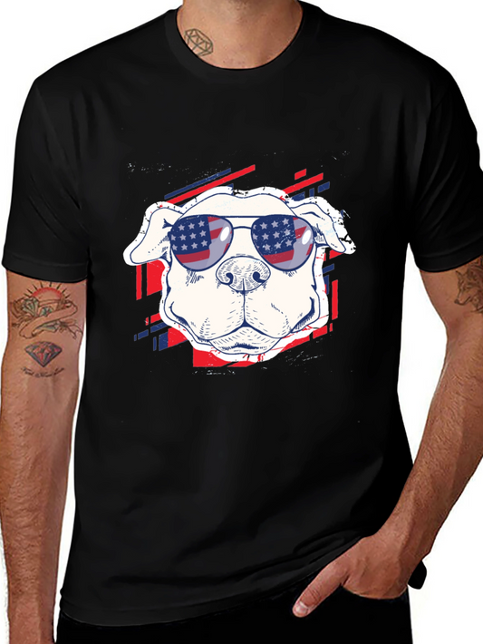 Patriotic Pup Tee - American Flag Sunglasses