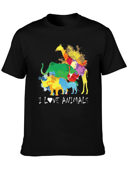 Colorful I Love Animals T-Shirt