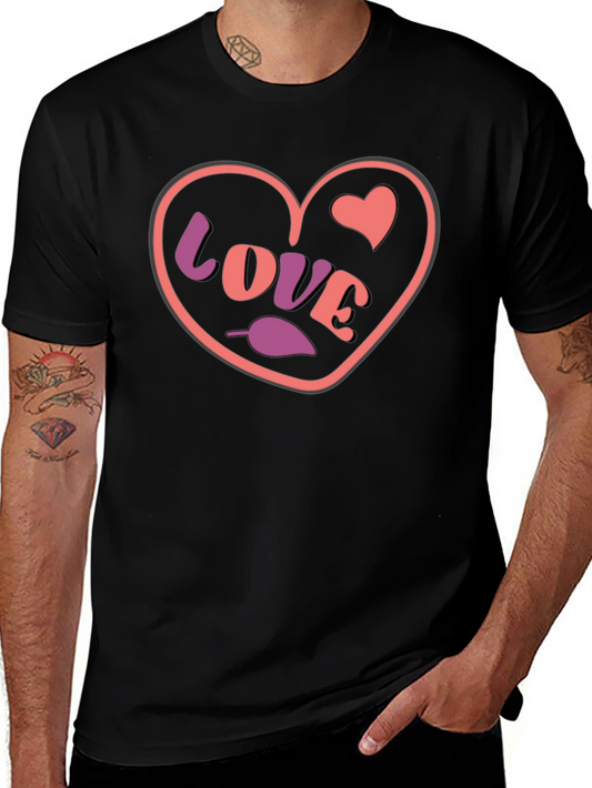 Heart Love Graphic Black T-Shirt